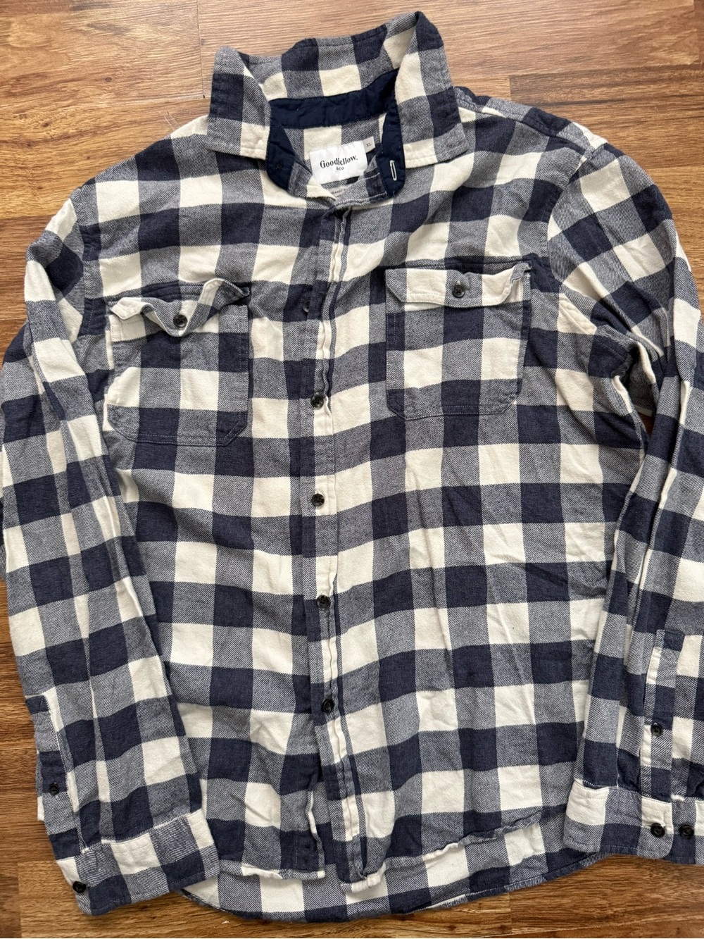 Goodfellow & Co Navy and White Plaid Shirt - Picture 2 of 10